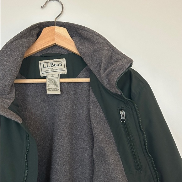 Vintage L.L. Bean Dark Green Mens Warm-Up Jacket, Fleece Lined Large Regular - Picture 6 of 11